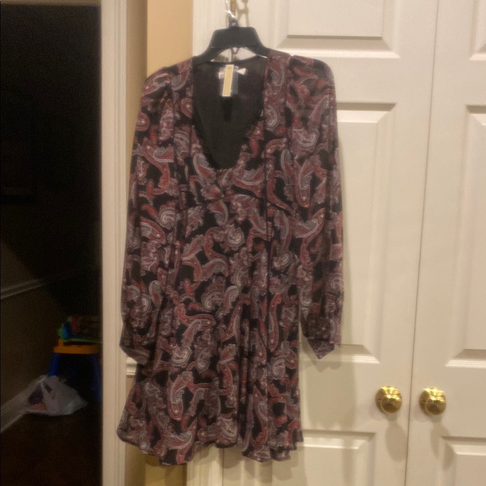 Paisley Print Long Sleeve Dress